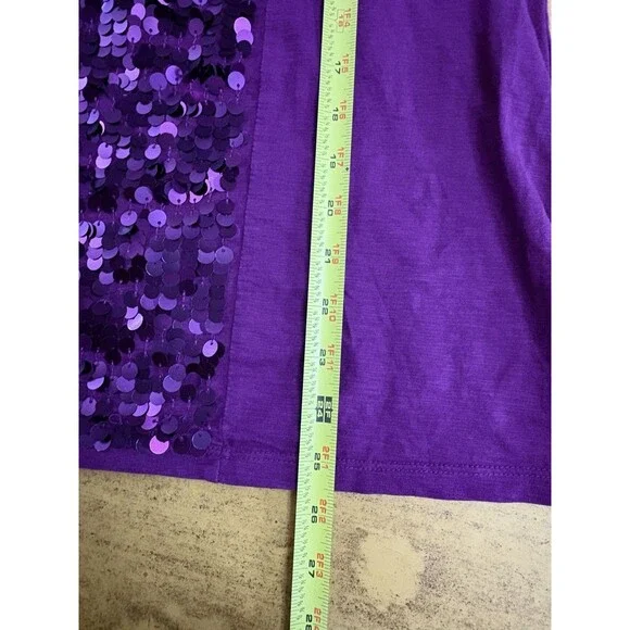 Style & Co. long, ruched-sleeved purple top‎ with sequins Size Small - Picture 6 of 6
